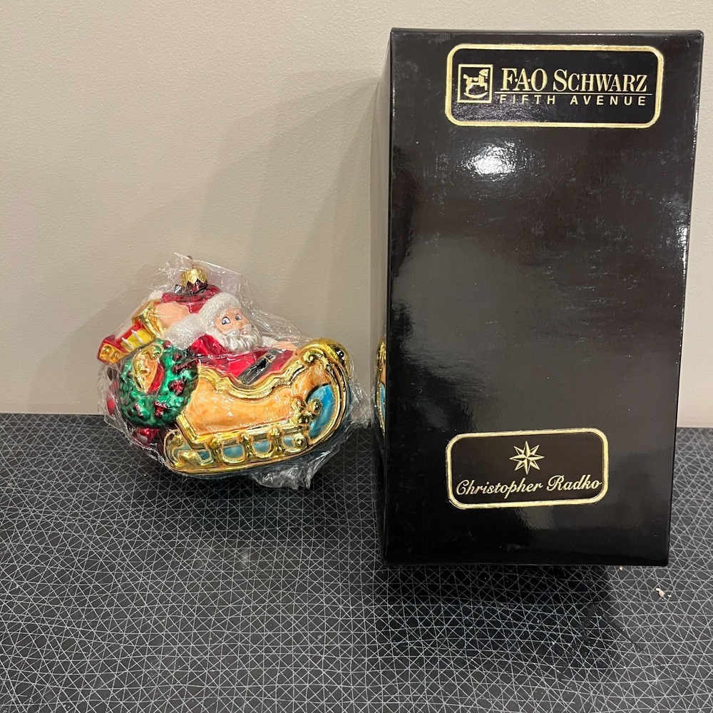 Christopher Radko FAO Schwarz "1929 Santa" Sleigh Collectible Ornament LTD ed